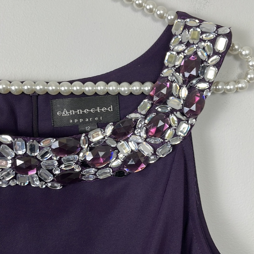 connected apparel purple sleeveless dress with gems SIZE 12